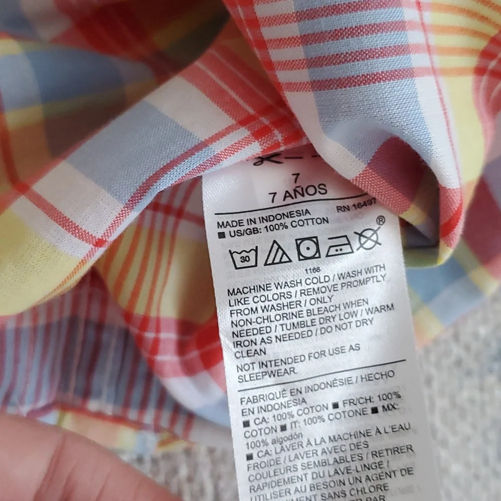 NWOT Janie and Jack Boys Plaid Short Sleeve Button Down Shirt Sz7